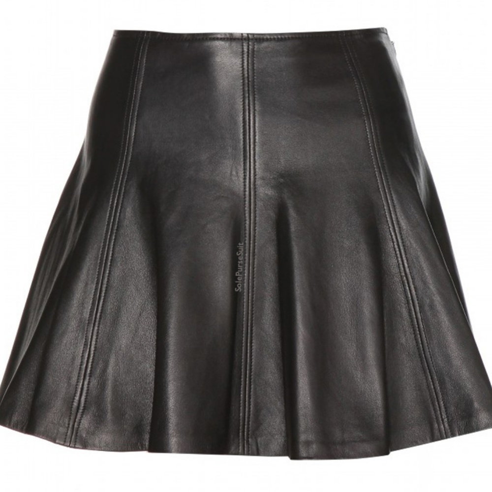 Ralph Lauren black soft genuine leather mini skirt